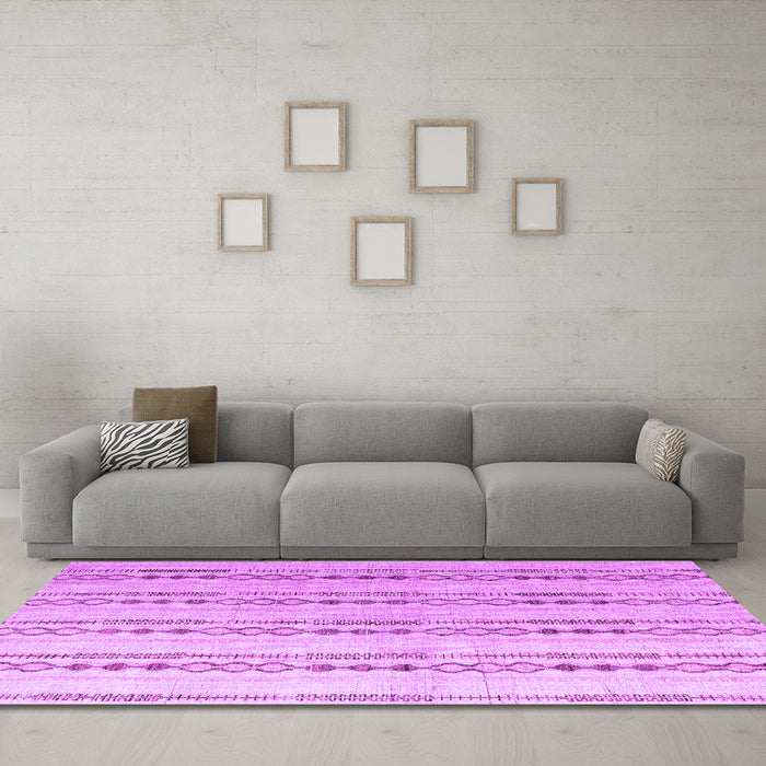 Machine Washable Abstract Purple Modern Area Rugs in a Living Room, wshabs4914pur