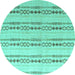 Round Abstract Turquoise Modern Rug, abs4914turq