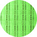 Round Machine Washable Abstract Green Modern Area Rugs, wshabs4914grn