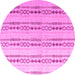 Round Machine Washable Abstract Pink Modern Rug, wshabs4914pnk