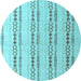 Round Machine Washable Abstract Light Blue Modern Rug, wshabs4914lblu