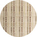 Round Abstract Orange Brown Modern Rug, abs4914