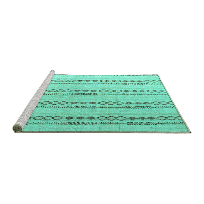 Sideview of Machine Washable Abstract Turquoise Modern Area Rugs, wshabs4914turq