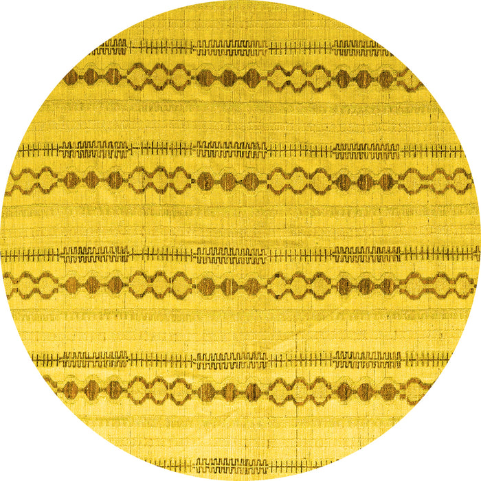 Round Abstract Yellow Modern Rug, abs4914yw