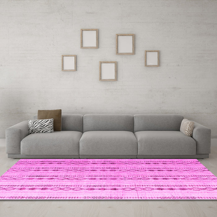 Machine Washable Abstract Pink Modern Rug in a Living Room, wshabs4914pnk