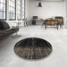 Round Abstract Gray Modern Rug in a Office, abs4915