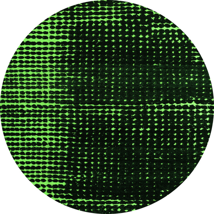 Round Machine Washable Abstract Green Modern Area Rugs, wshabs4915grn