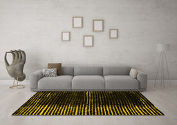 Machine Washable Abstract Yellow Modern Rug in a Living Room, wshabs4915yw