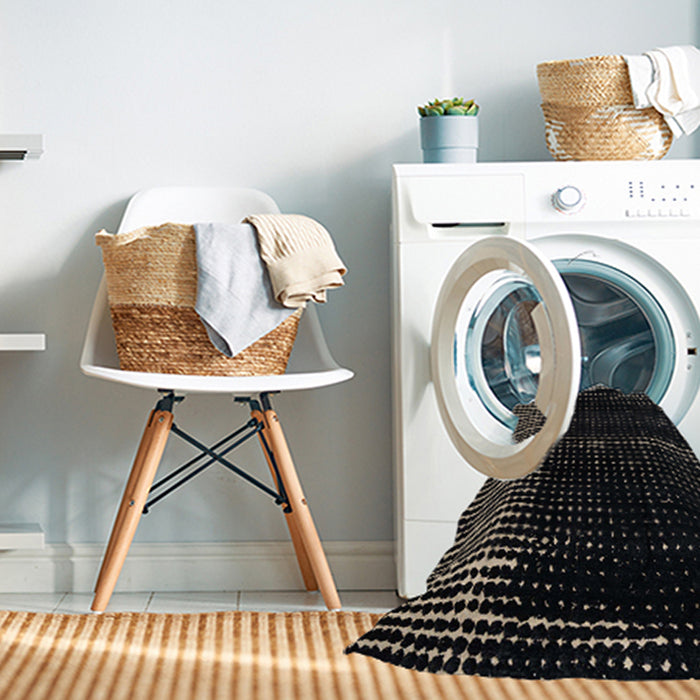 Machine Washable Abstract Gray Rug in a Washing Machine, wshabs4915