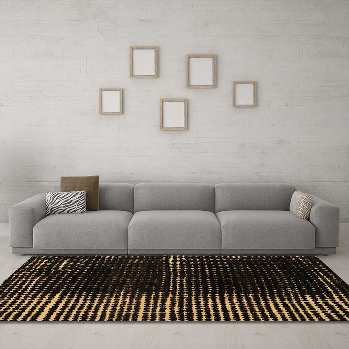 Machine Washable Abstract Brown Modern Rug in a Living Room,, wshabs4915brn