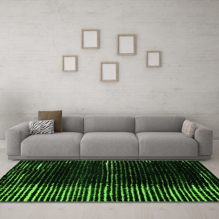 Machine Washable Abstract Green Modern Area Rugs in a Living Room,, wshabs4915grn