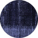 Round Abstract Blue Modern Rug, abs4915blu