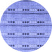 Round Abstract Blue Modern Rug, abs4916blu