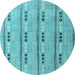 Round Abstract Light Blue Modern Rug, abs4916lblu