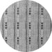 Round Machine Washable Abstract Gray Modern Rug, wshabs4916gry