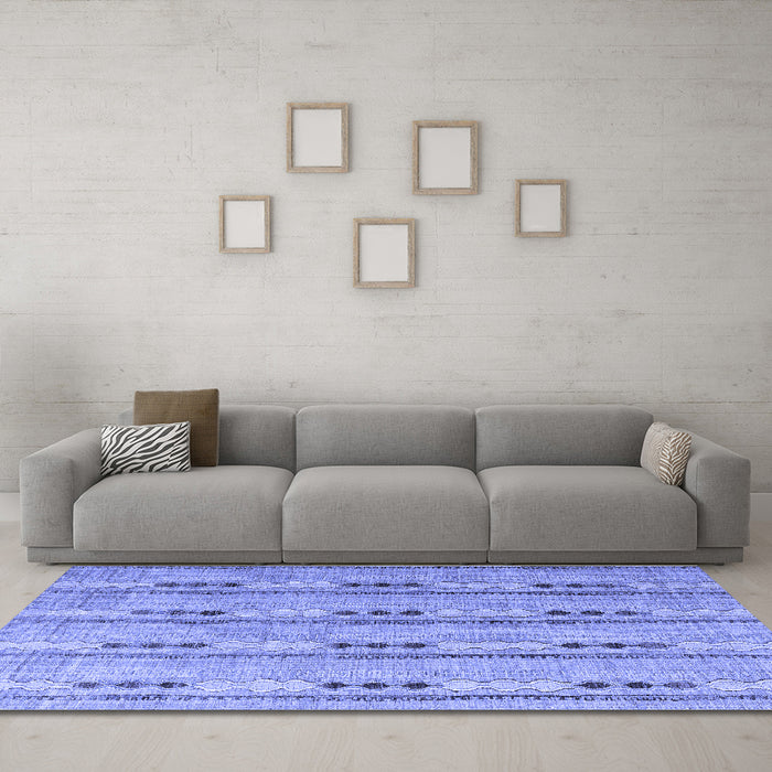 Machine Washable Abstract Blue Modern Rug in a Living Room, wshabs4916blu