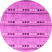 Round Machine Washable Abstract Pink Modern Rug, wshabs4916pnk