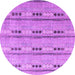 Round Machine Washable Abstract Purple Modern Area Rugs, wshabs4916pur