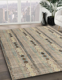 Machine Washable Abstract Tan Brown Rug in a Family Room, wshabs4916