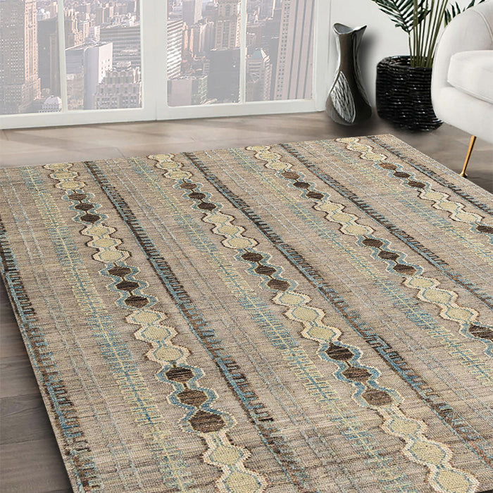 Machine Washable Abstract Tan Brown Rug in a Family Room, wshabs4916
