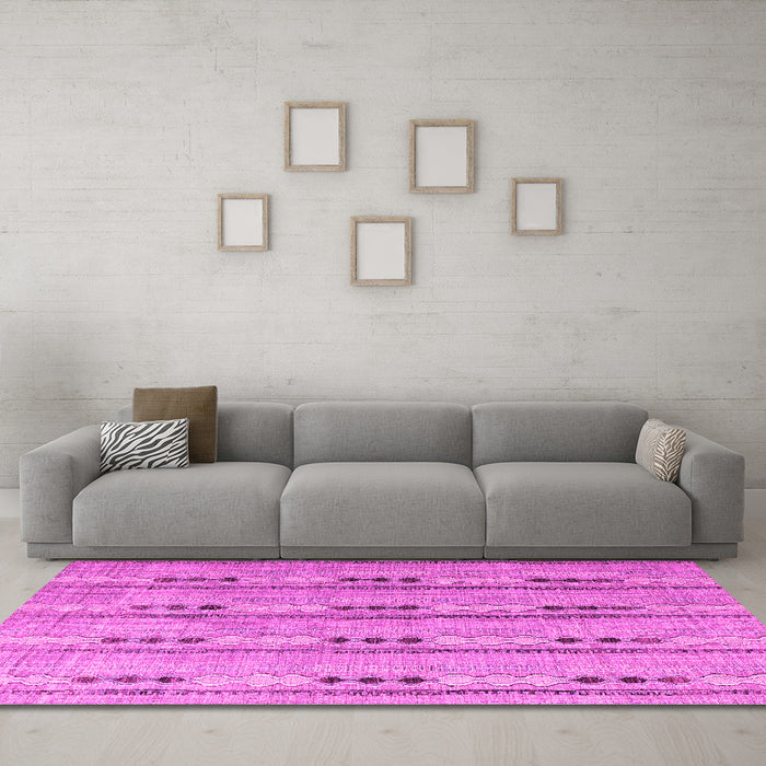 Machine Washable Abstract Pink Modern Rug in a Living Room, wshabs4916pnk