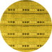 Round Abstract Yellow Modern Rug, abs4916yw