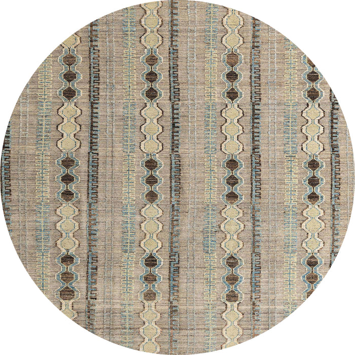 Round Abstract Tan Brown Modern Rug, abs4916