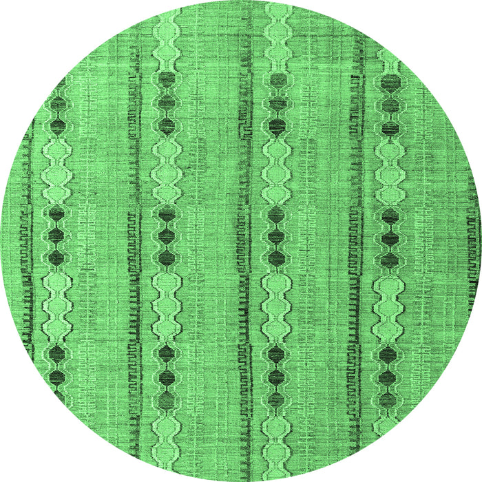 Round Machine Washable Abstract Emerald Green Modern Area Rugs, wshabs4916emgrn