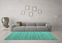 Machine Washable Abstract Turquoise Modern Rug, wshabs4917turq