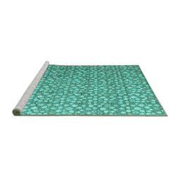 Sideview of Machine Washable Abstract Turquoise Modern Area Rugs, wshabs4917turq