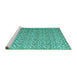 Sideview of Machine Washable Abstract Turquoise Modern Area Rugs, wshabs4917turq