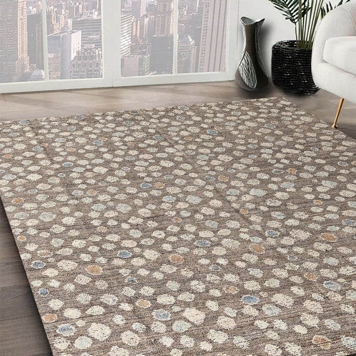 Abstract Tan Brown Modern Rug in Family Room, abs4917