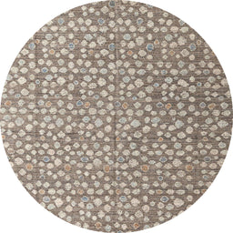 Round Machine Washable Abstract Tan Brown Rug, wshabs4917