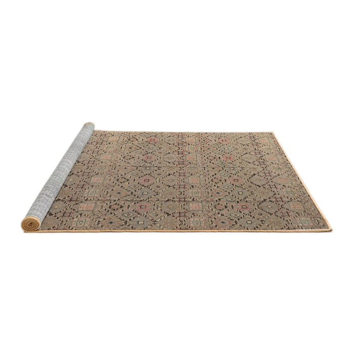 Sideview of Machine Washable Abstract Brown Sugar Brown Rug, wshabs4918