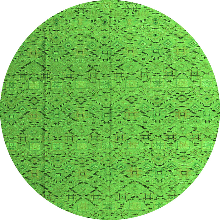 Round Abstract Green Modern Rug, abs4918grn