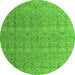 Round Abstract Green Modern Rug, abs4918grn