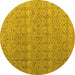 Round Abstract Yellow Modern Rug, abs4918yw