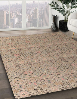 Abstract Brown Modern Rug in Family Room, abs4918