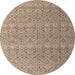 Round Machine Washable Abstract Brown Sugar Brown Rug, wshabs4918