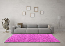 Machine Washable Abstract Pink Modern Rug in a Living Room, wshabs4918pnk