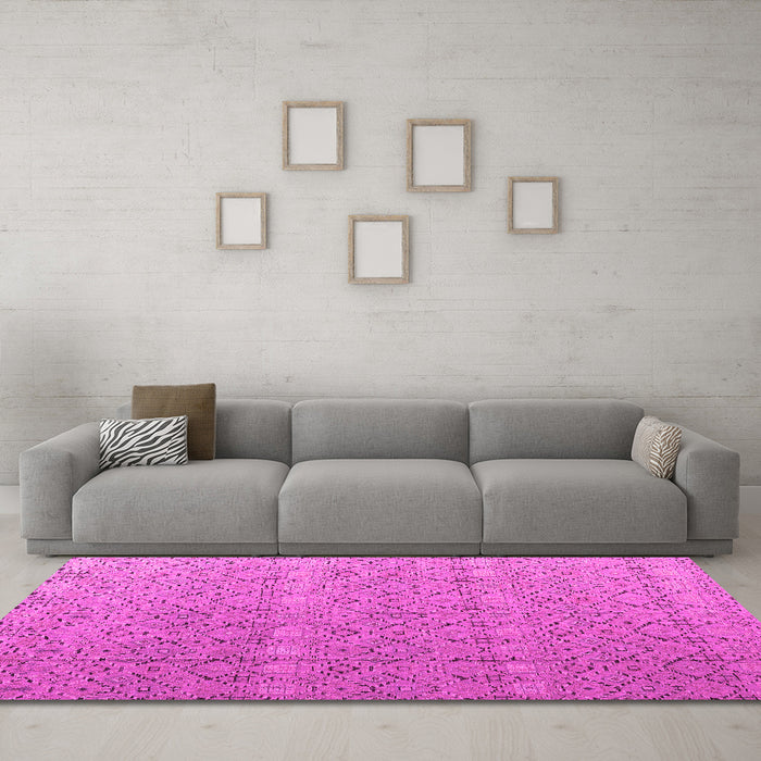 Machine Washable Abstract Pink Modern Rug in a Living Room, wshabs4918pnk