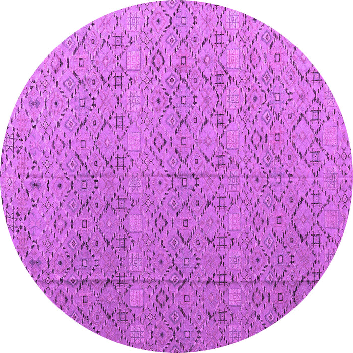 Round Machine Washable Abstract Purple Modern Area Rugs, wshabs4918pur