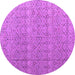 Round Machine Washable Abstract Purple Modern Area Rugs, wshabs4918pur