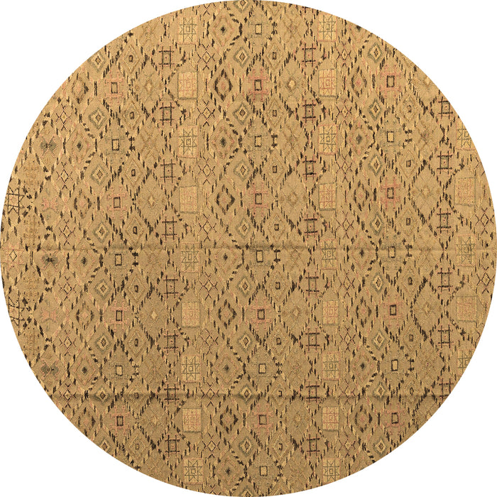 Round Machine Washable Abstract Brown Modern Rug, wshabs4918brn