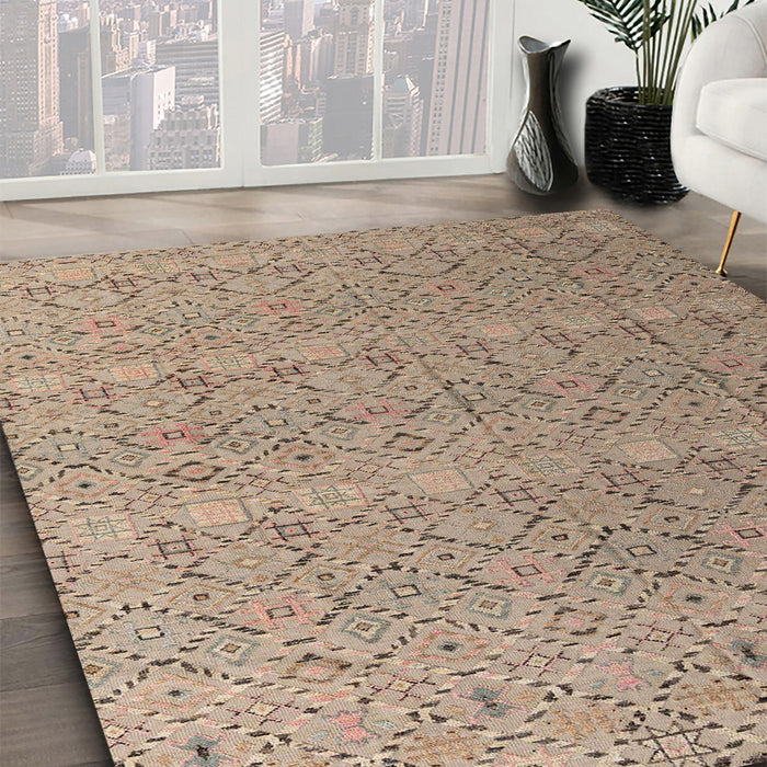 Abstract Brown Modern Rug in Family Room, abs4918