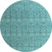 Round Abstract Light Blue Modern Rug, abs4918lblu