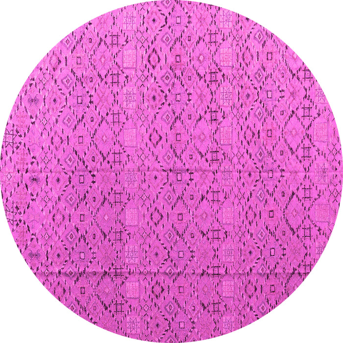 Round Machine Washable Abstract Pink Modern Rug, wshabs4918pnk