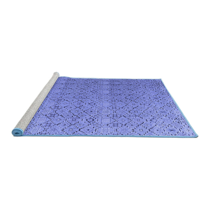 Sideview of Machine Washable Abstract Blue Modern Rug, wshabs4918blu