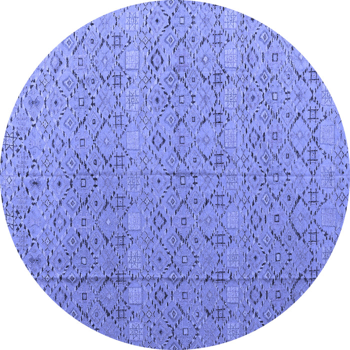 Round Abstract Blue Modern Rug, abs4918blu