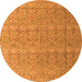 Round Machine Washable Abstract Orange Modern Area Rugs, wshabs4918org